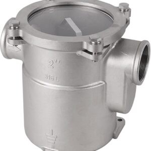 FOTN 2 inch 316 Stainless Steel Seawater Filter Marine，2” Seawater Strainer Marine Hardware Water Strainer for Boat Yacht Ship Hardware Accessories, silver